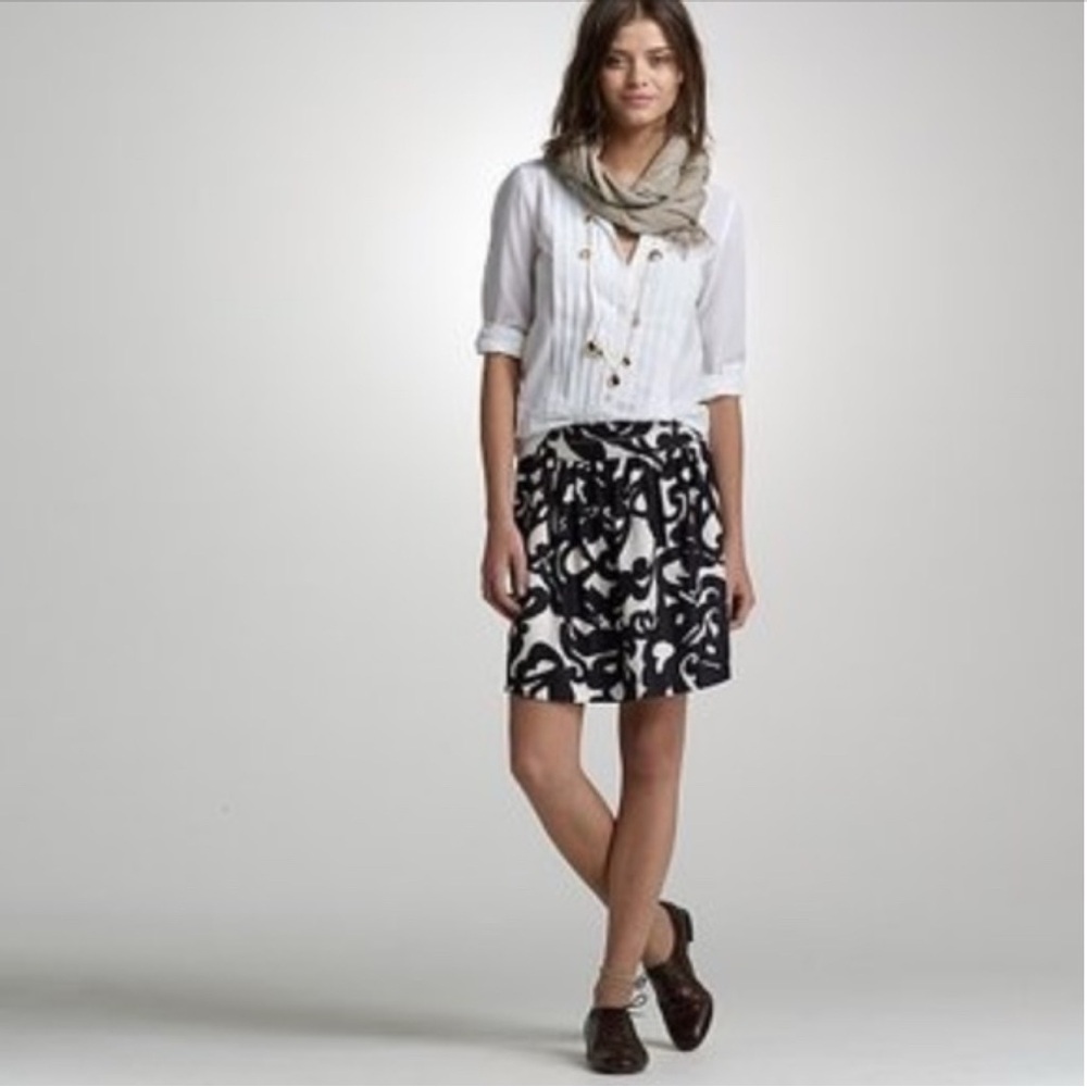 J. Crew Deco Shirred Black & Cream Skirt